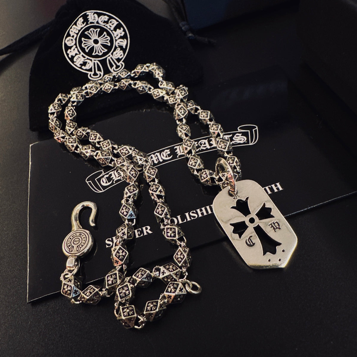 Gothic Emblem Pendant Necklace in Metal-Tone – Design 23 detail view