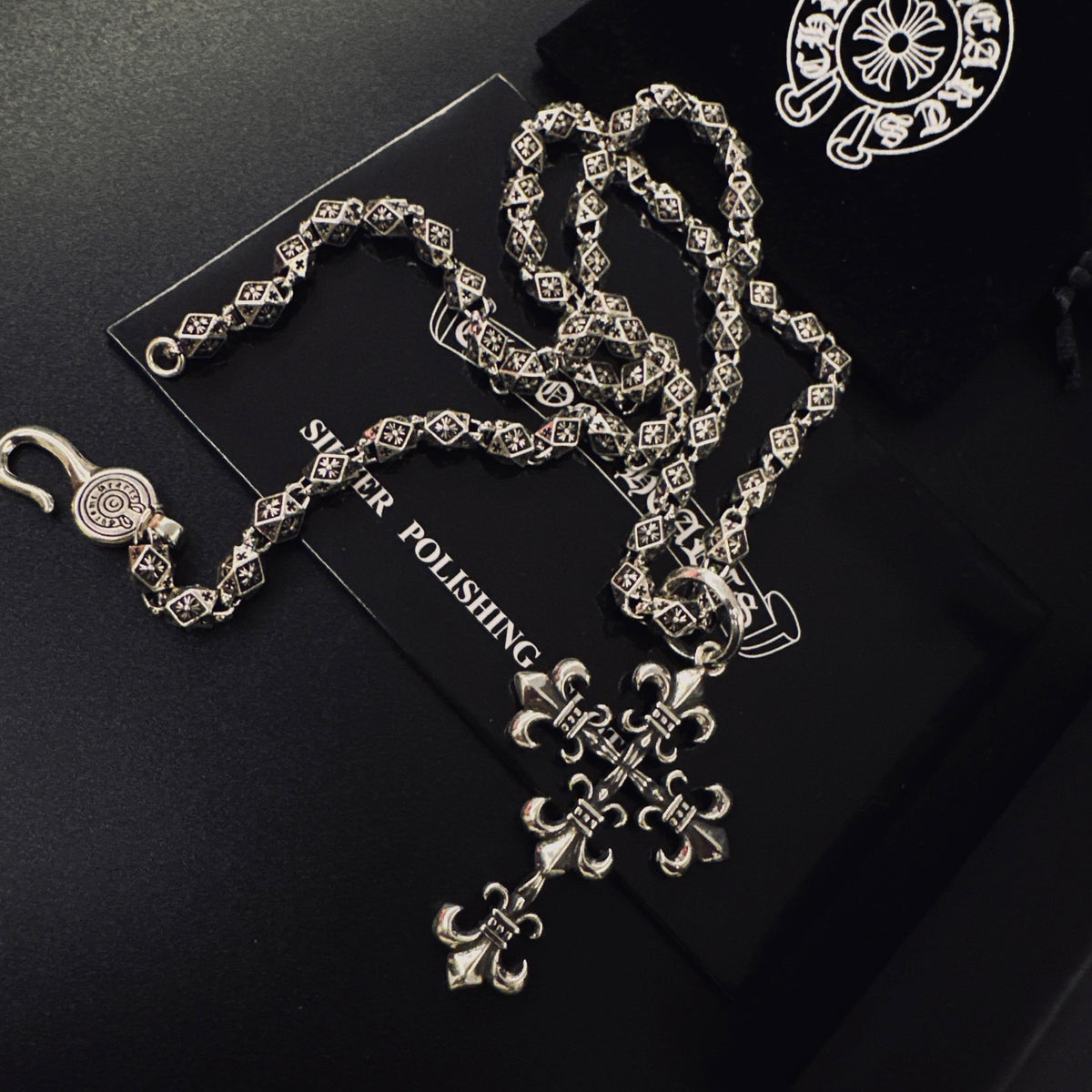 Gothic Emblem Pendant Necklace in Metal-Tone – Design 22 styled product view