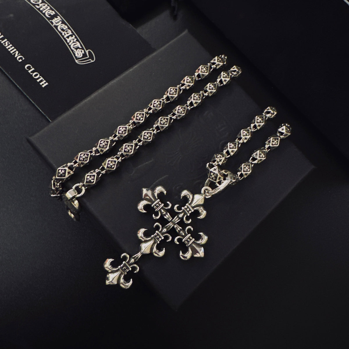 Gothic Emblem Pendant Necklace in Metal-Tone – Design 22 main product view