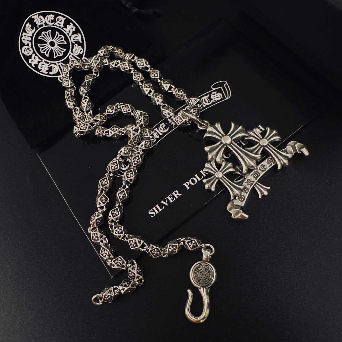 Gothic Emblem Pendant Necklace in Metal-Tone – Design 20 detail view