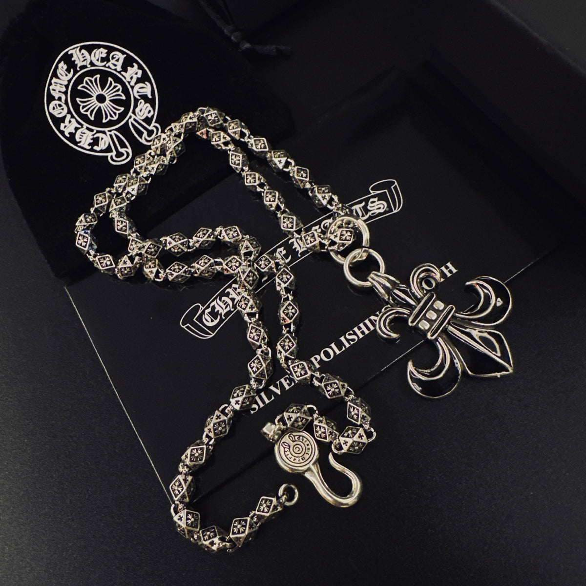 Gothic Emblem Pendant Necklace in Metal-Tone – Design 19 detail view
