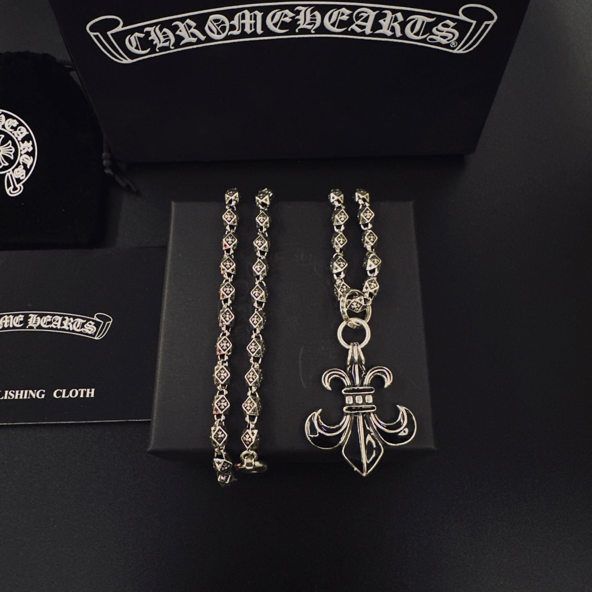 Gothic Emblem Pendant Necklace in Metal-Tone – Design 19 main product view