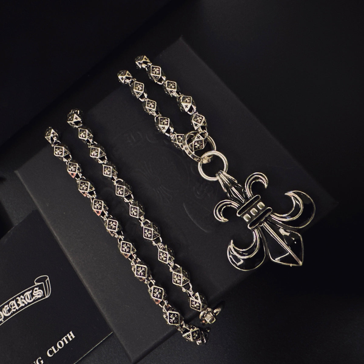 Gothic Emblem Pendant Necklace in Metal-Tone – Design 19 main product view