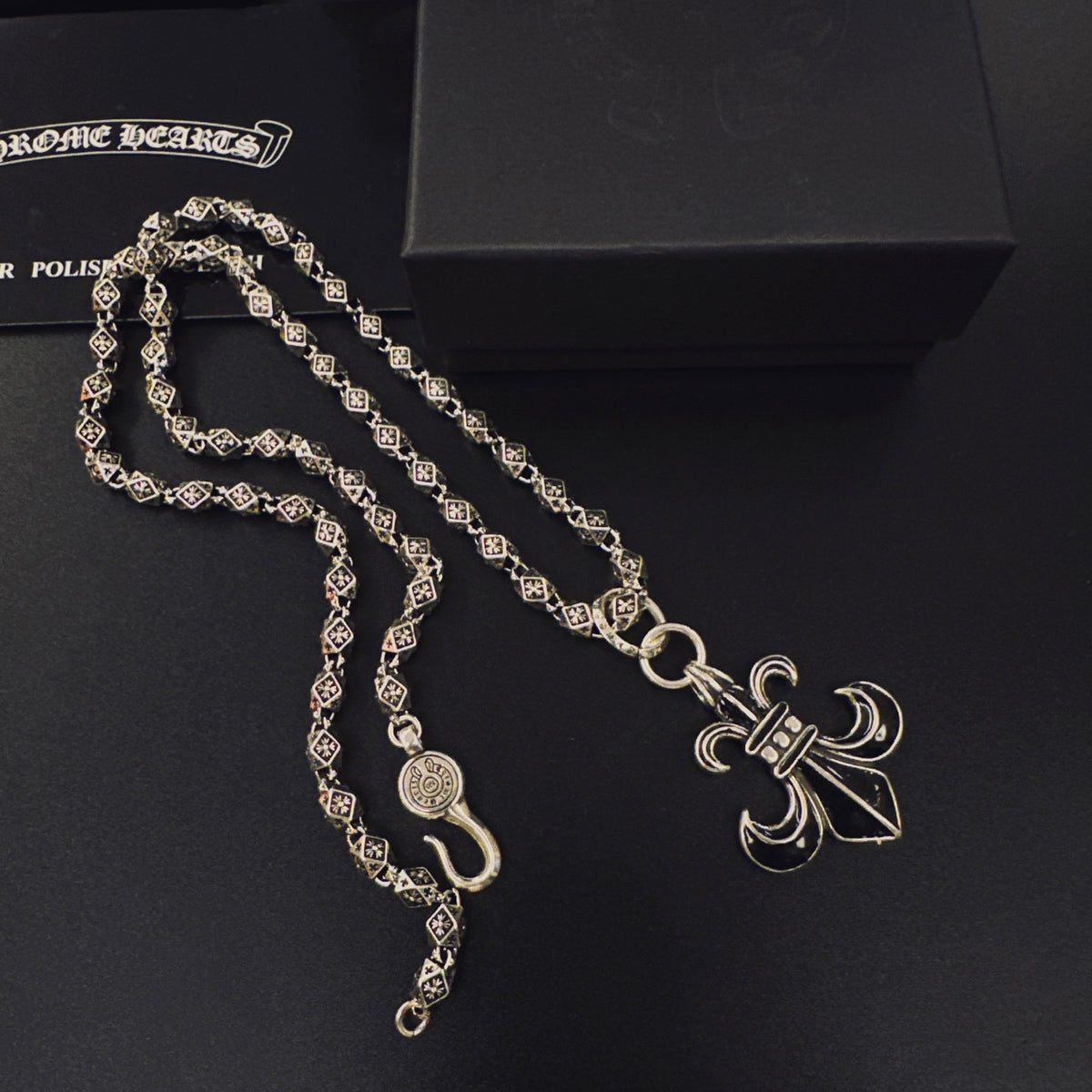 Gothic Emblem Pendant Necklace in Metal-Tone – Design 19 styled product view