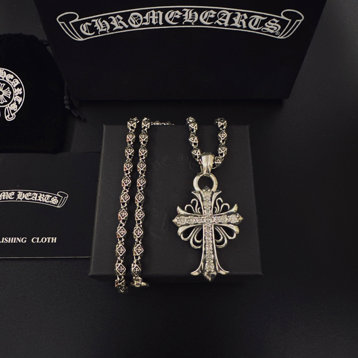 Gothic Emblem Pendant Necklace in Metal-Tone – Design 18 main product view