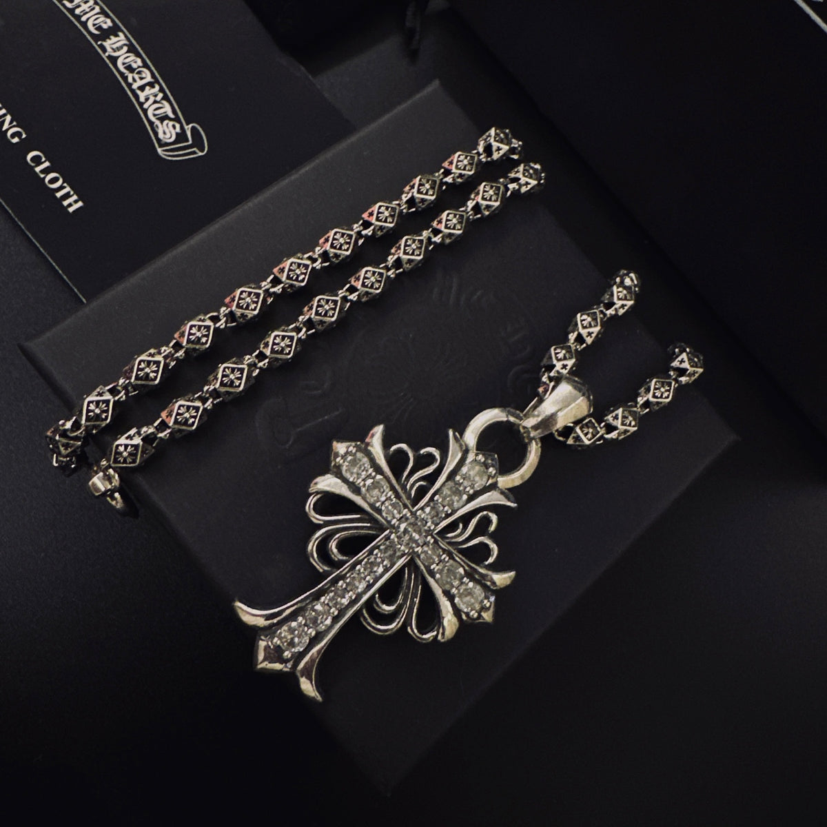 Gothic Emblem Pendant Necklace in Metal-Tone – Design 18 main product view