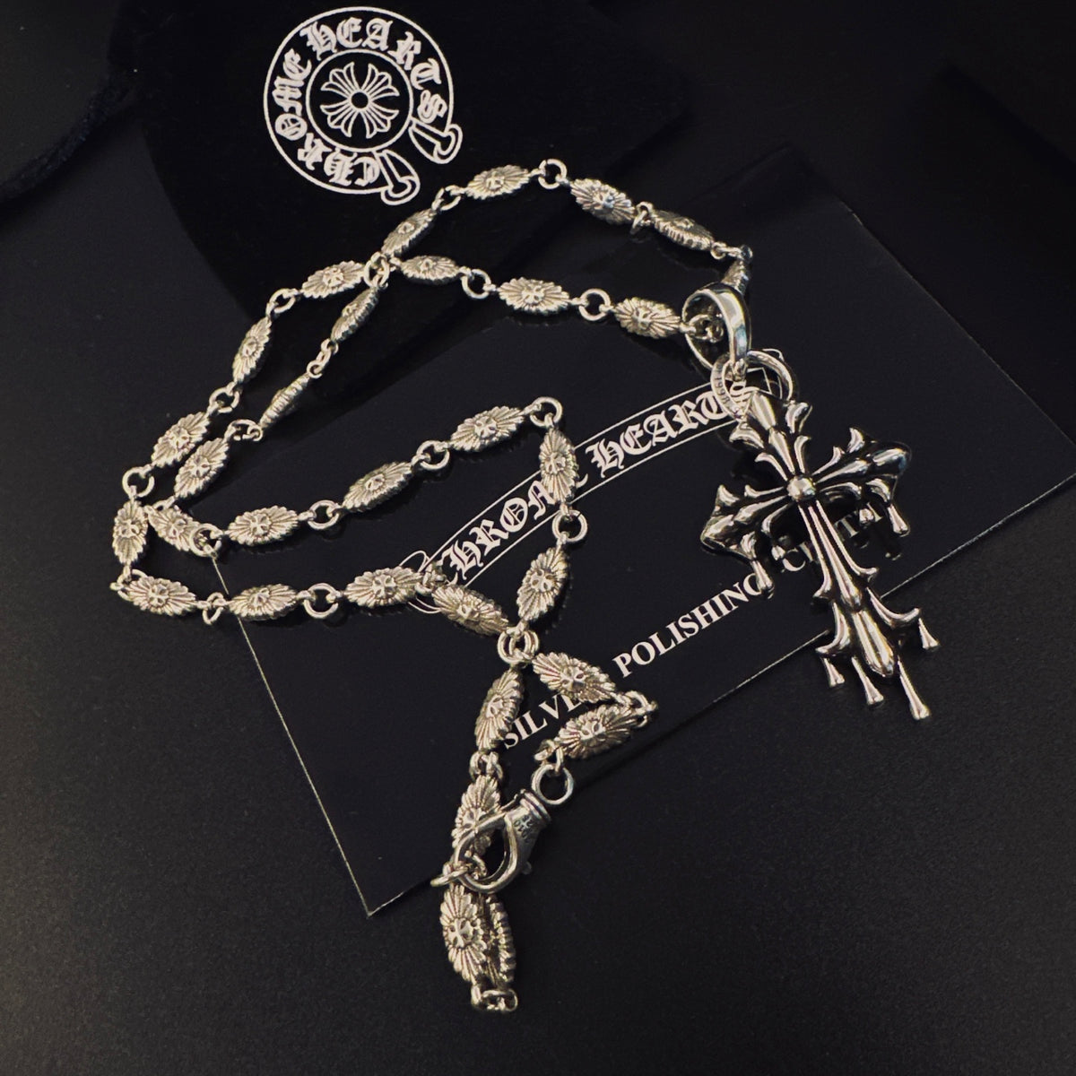 Gothic Emblem Pendant Necklace in Metal-Tone – Design 17 detail view
