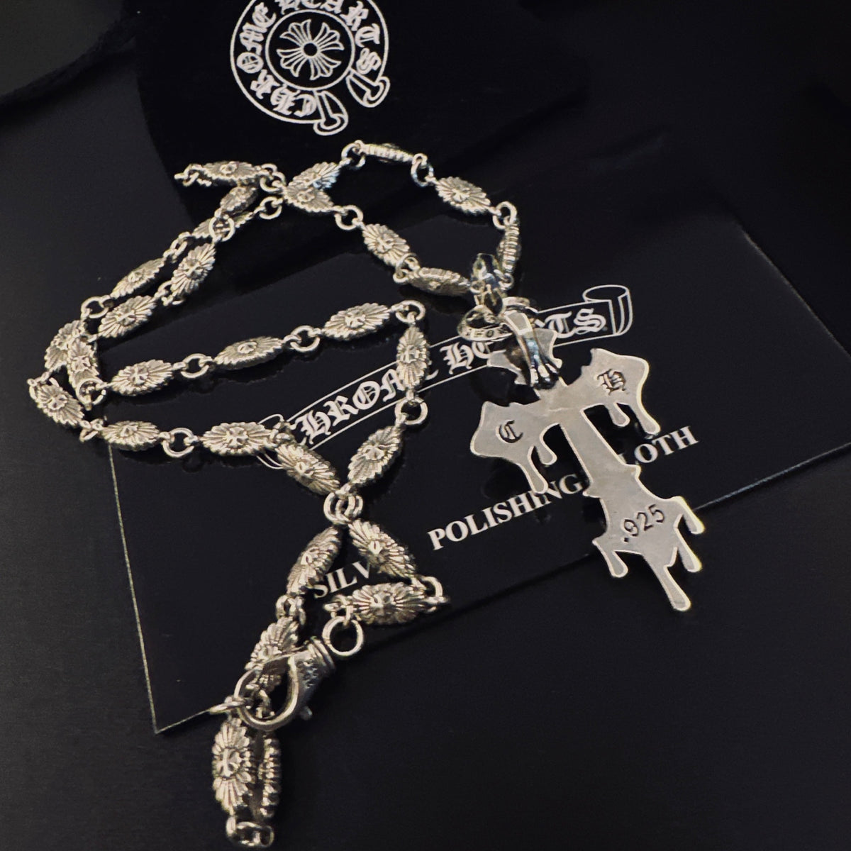 Gothic Emblem Pendant Necklace in Metal-Tone – Design 17 detail view
