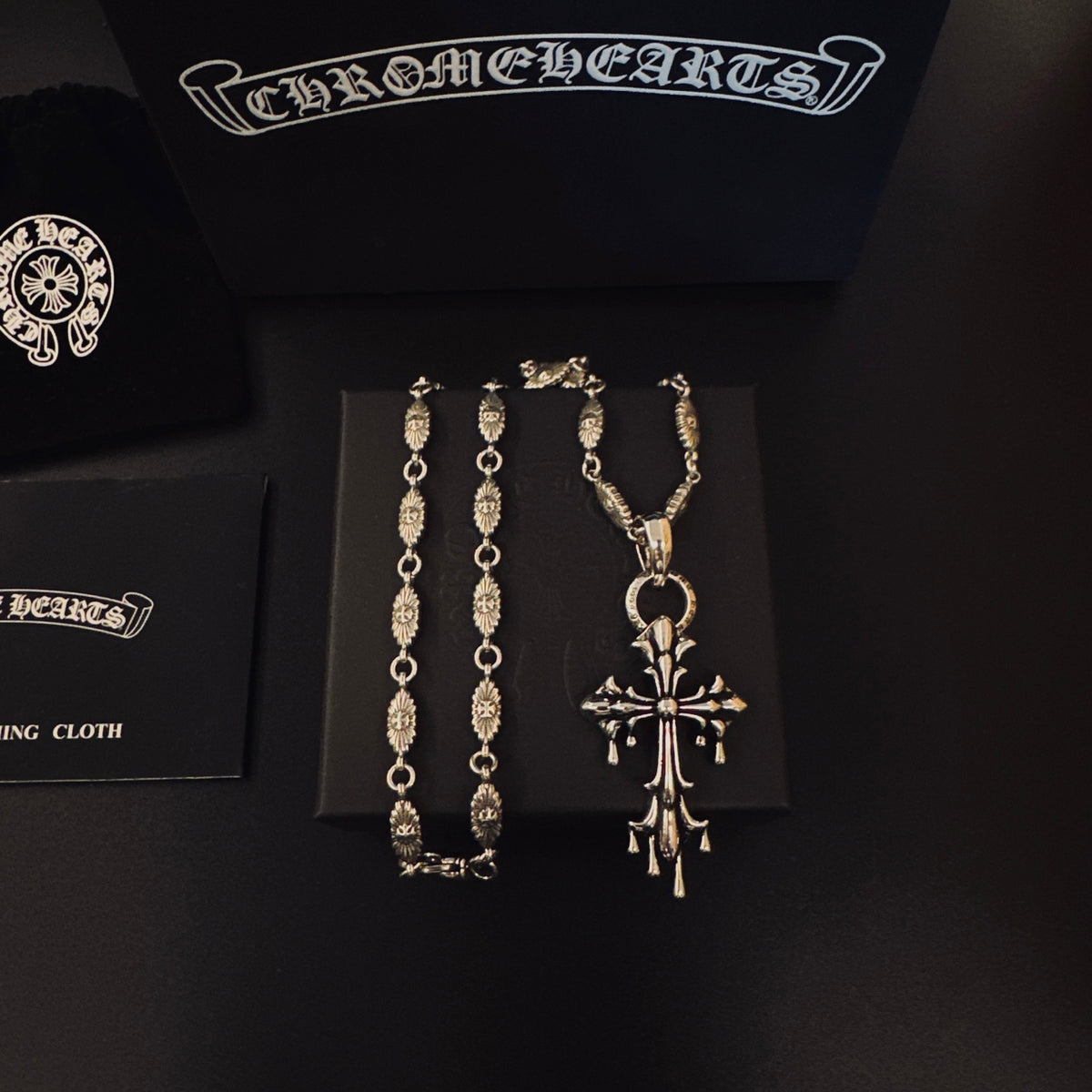 Gothic Emblem Pendant Necklace in Metal-Tone – Design 17 main product view