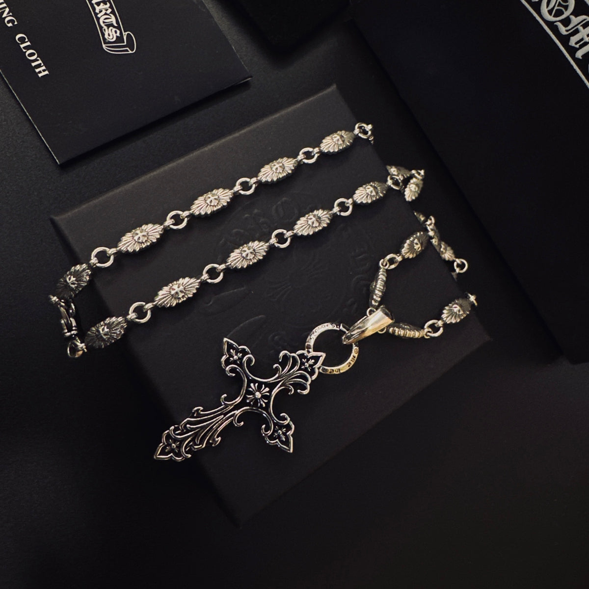Gothic Emblem Pendant Necklace in Metal-Tone – Design 15 main product view