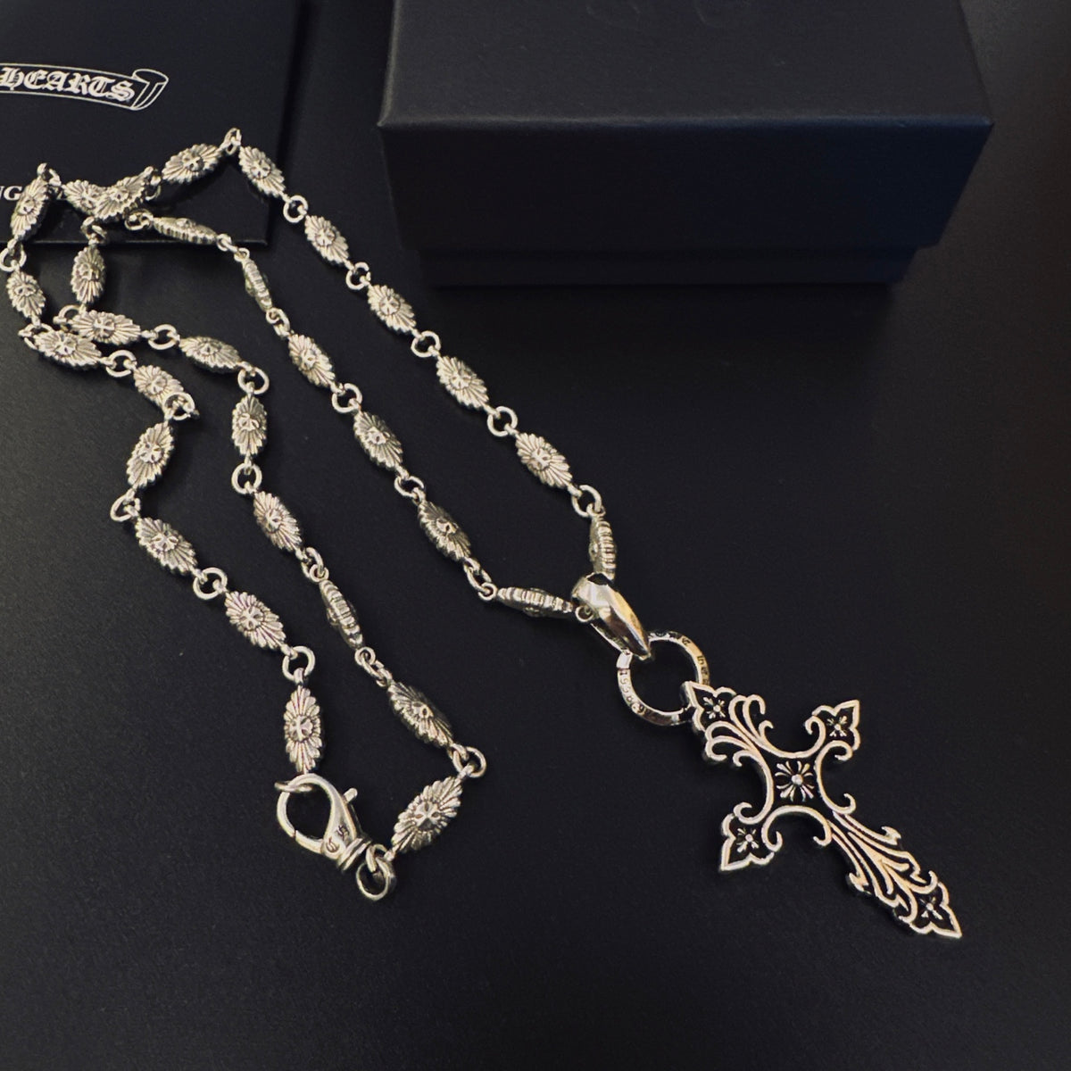Gothic Emblem Pendant Necklace in Metal-Tone – Design 15 close-up detail