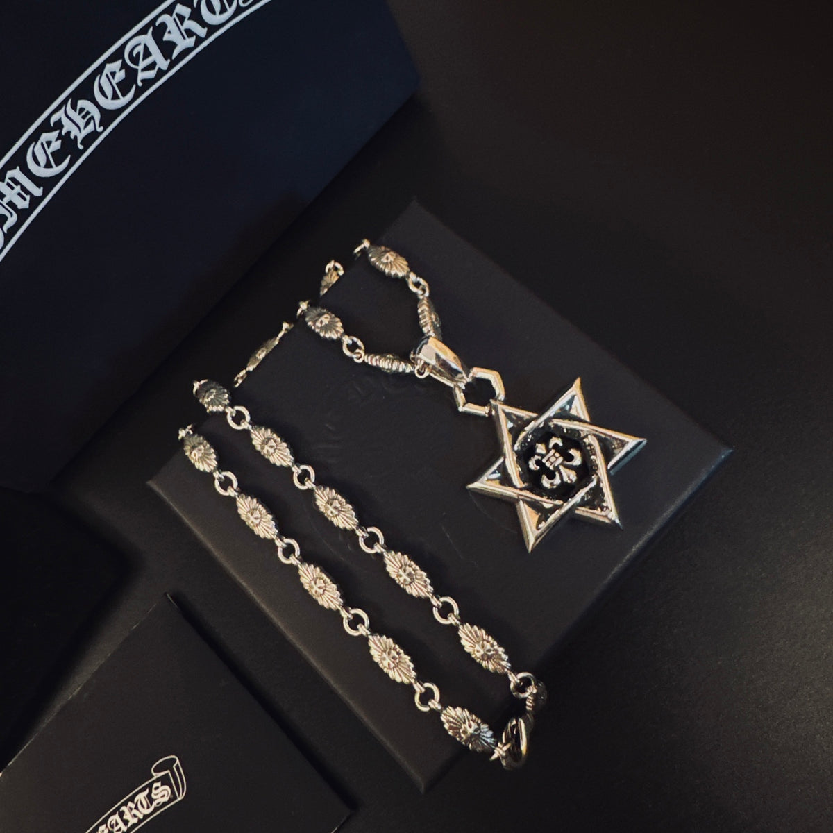 Gothic Emblem Pendant Necklace in Metal-Tone – Design 14 main product view