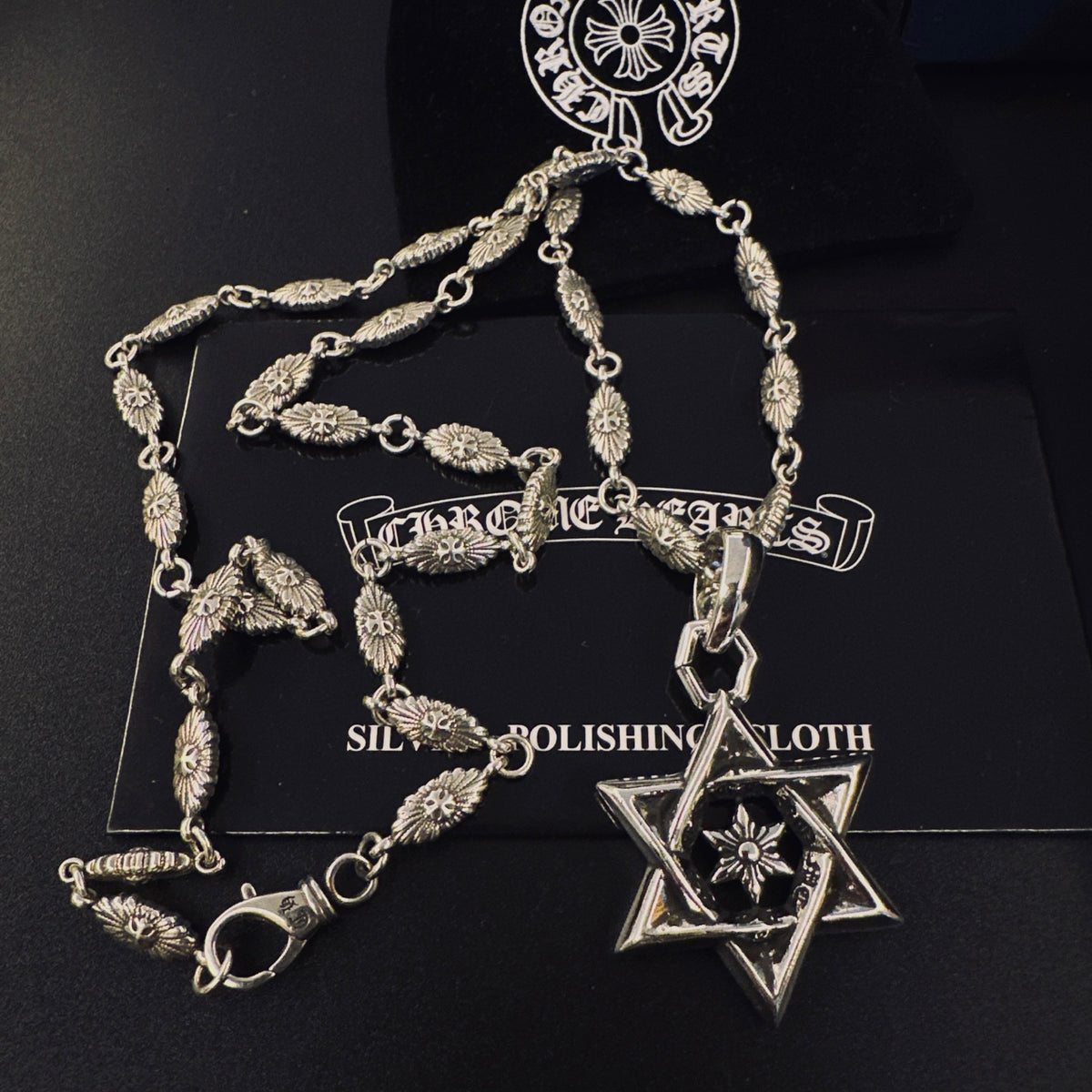 Gothic Emblem Pendant Necklace in Metal-Tone – Design 13 front product view