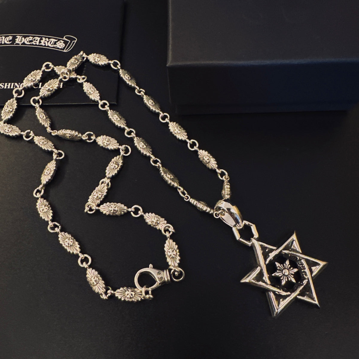 Gothic Emblem Pendant Necklace in Metal-Tone – Design 13 close-up detail