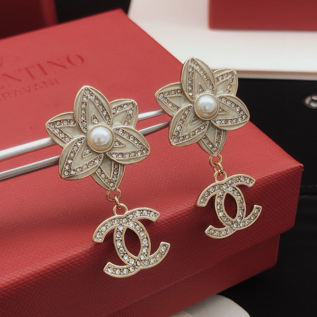 Camellia Stud Earrings in Gold-Tone – Camellia Detail – Design 011 styled product view