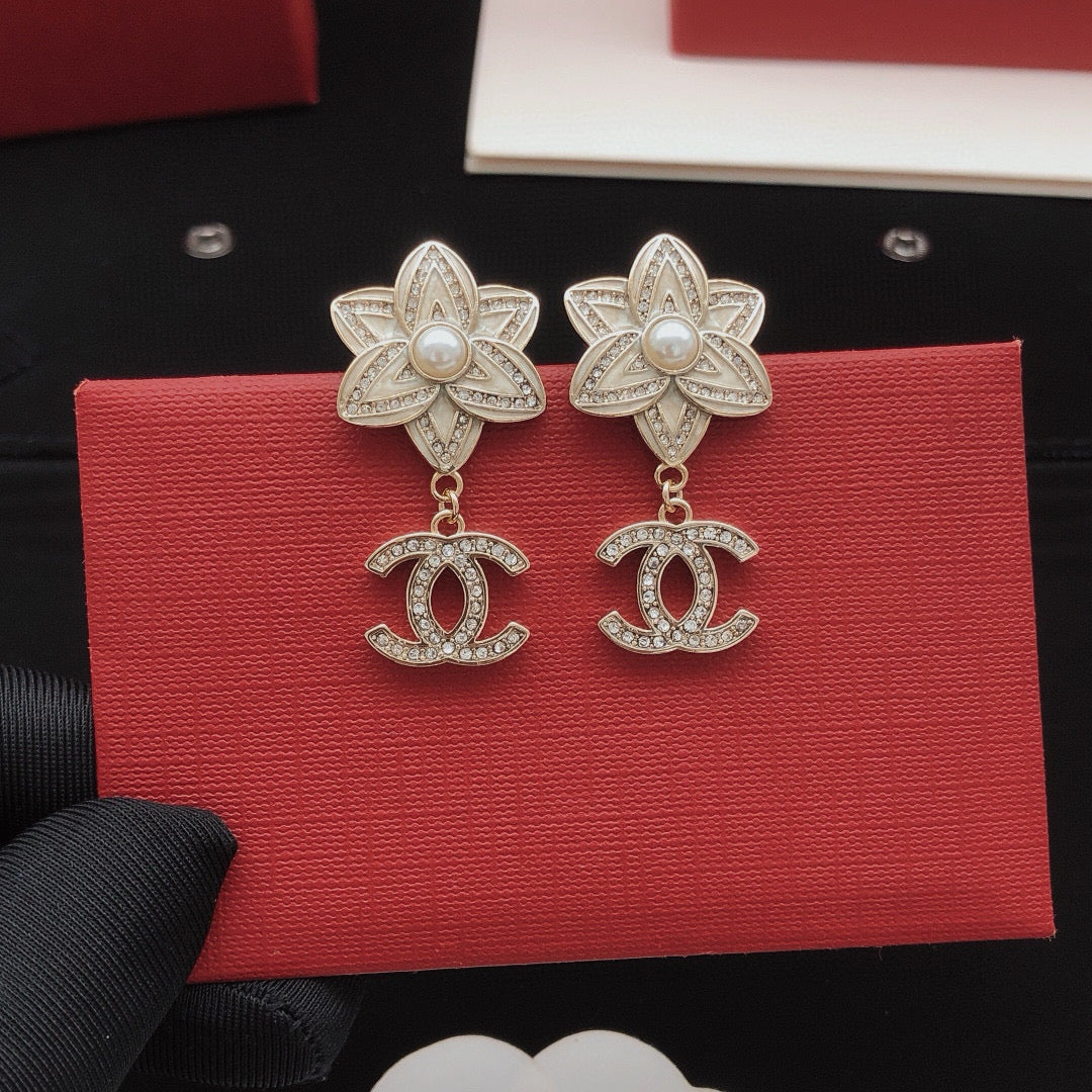 Camellia Stud Earrings in Gold-Tone – Camellia Detail – Design 011 side detail