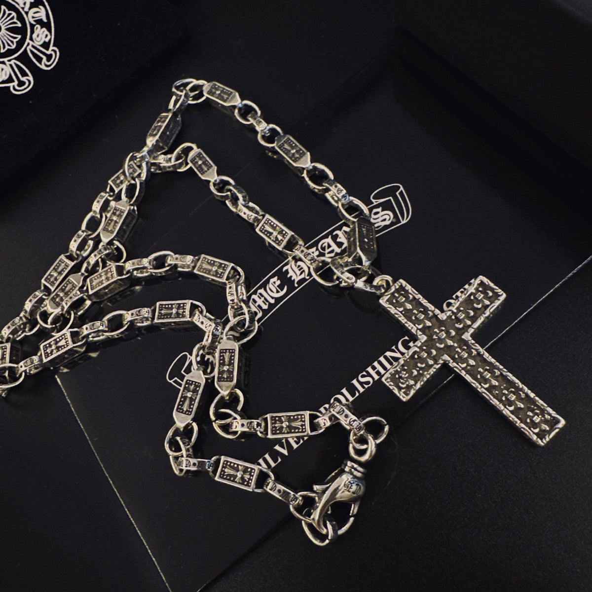 Gothic Emblem Pendant Necklace in Antique Silver-Tone – Design 13 main product view