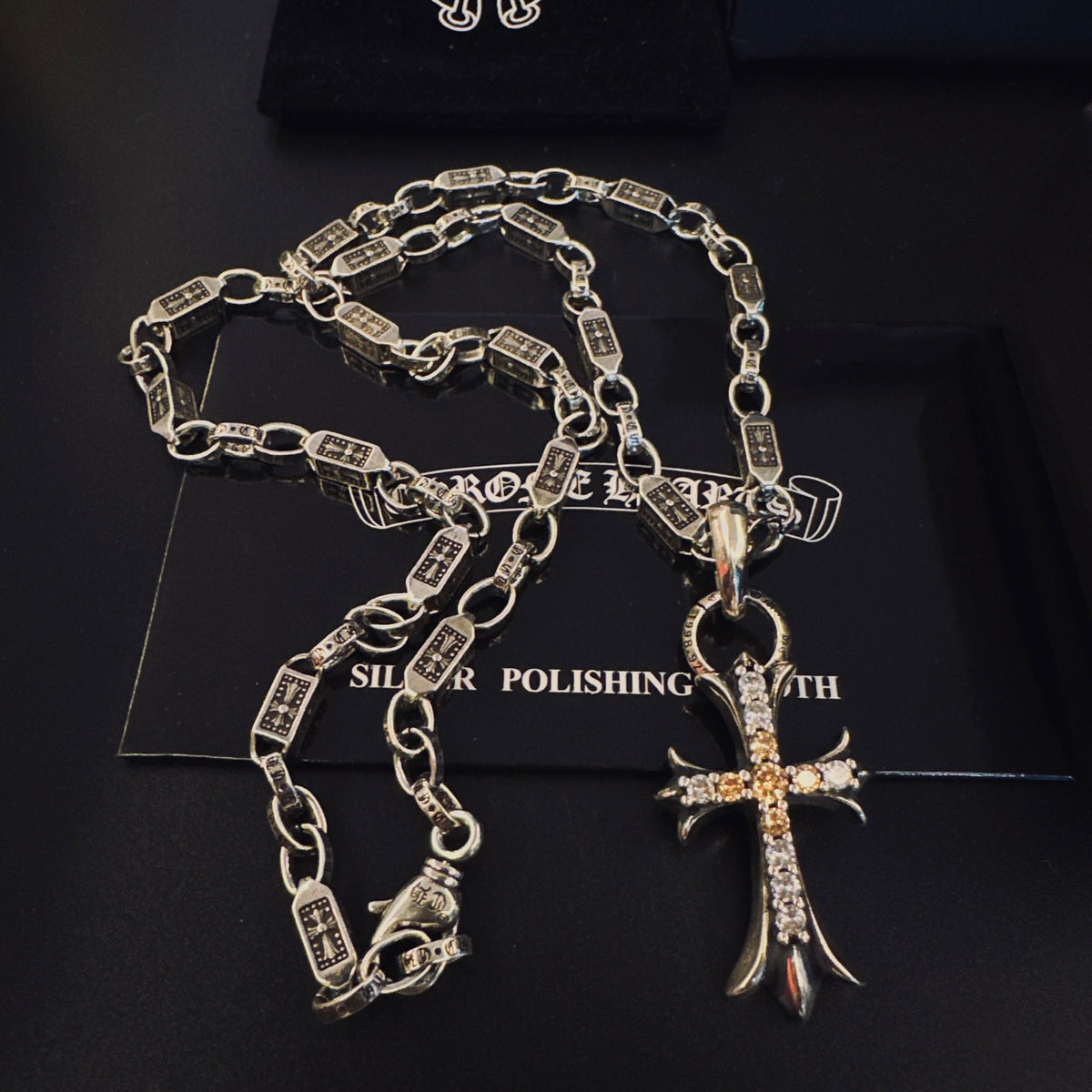Gothic Emblem Pendant Necklace in Antique Silver-Tone – Design 07 main product view