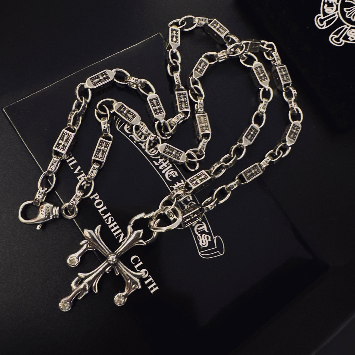 Gothic Emblem Pendant Necklace in Antique Silver-Tone – Design 06 main product view