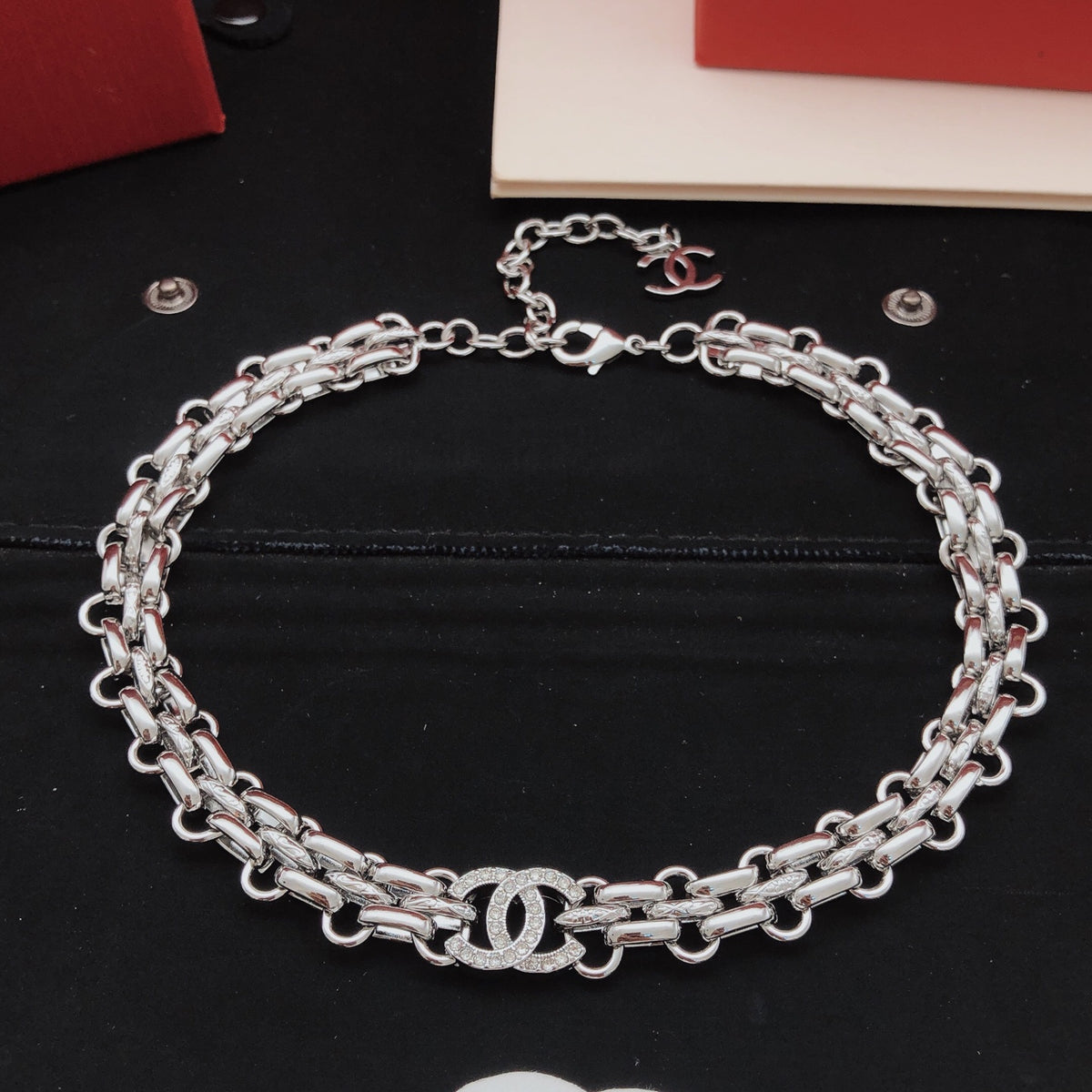 Signature Emblem Pendant Necklace in Silver-Tone – Design 001 side detail