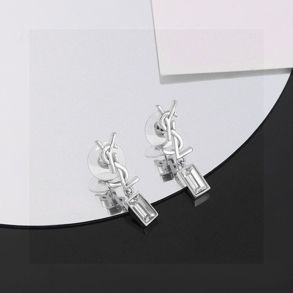 Geometric Emblem Stud Earrings in Gold-Tone – Design 006 front product view