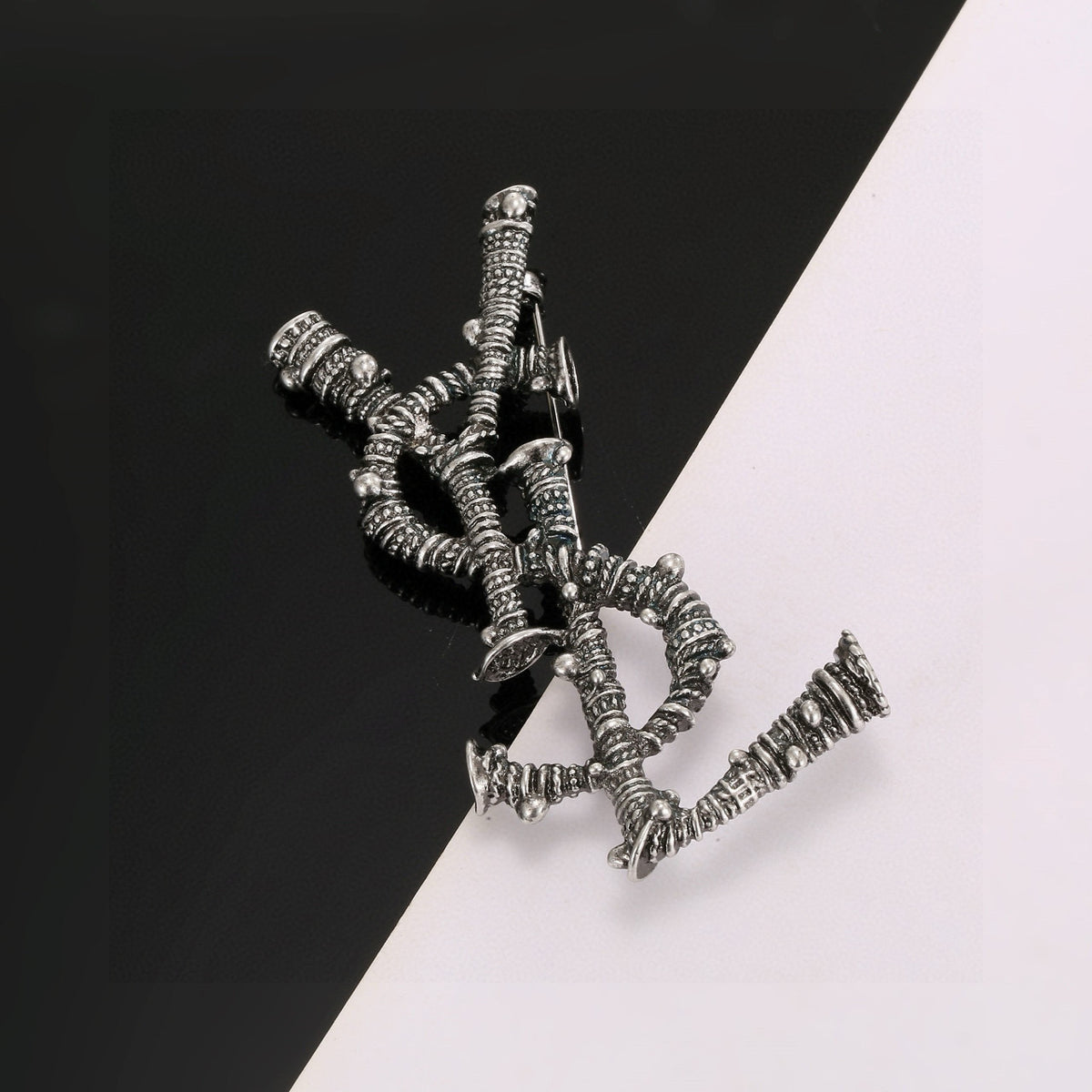 Geometric Emblem Brooch in Polished Metal-Tone – Design 010 main product view