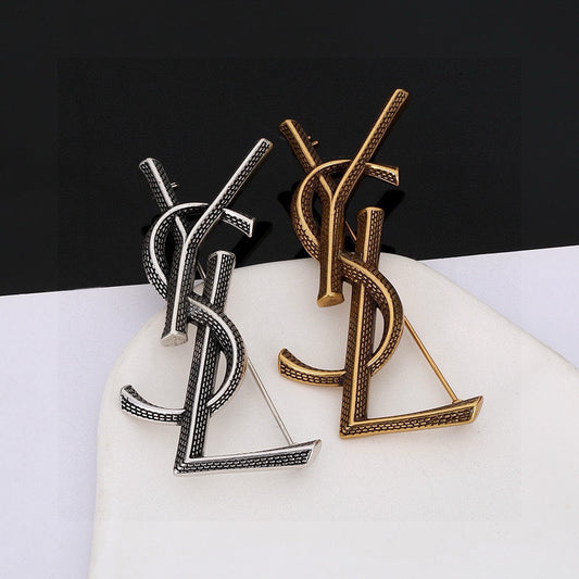 Geometric Emblem Brooch in Polished Metal-Tone – Design 009 main product view