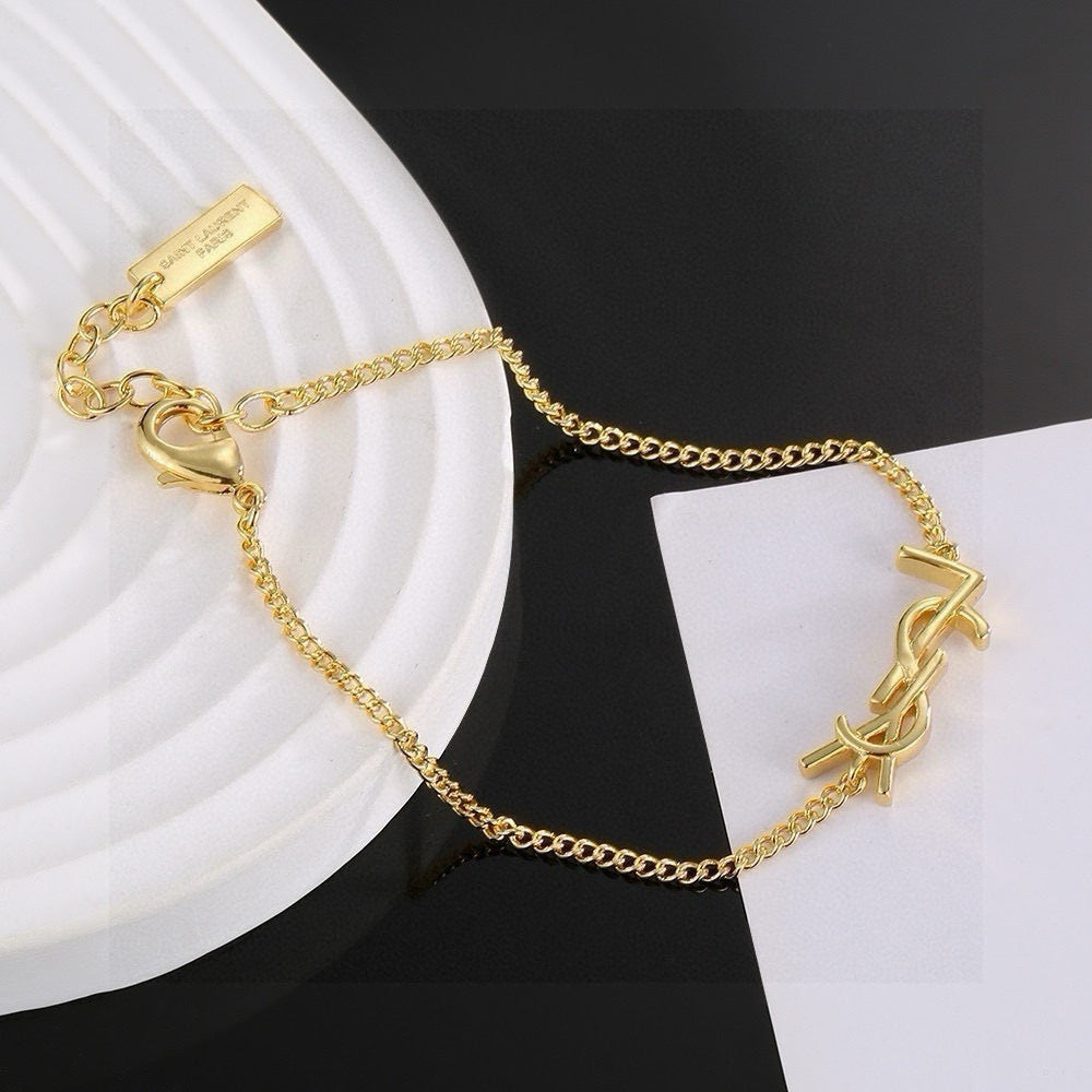 Geometric Emblem Bracelet in Polished Metal-Tone side detail