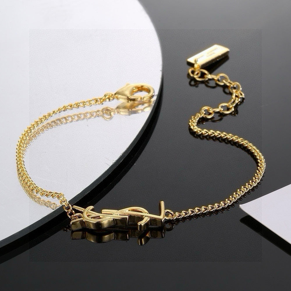 Geometric Emblem Bracelet in Polished Metal-Tone main product view