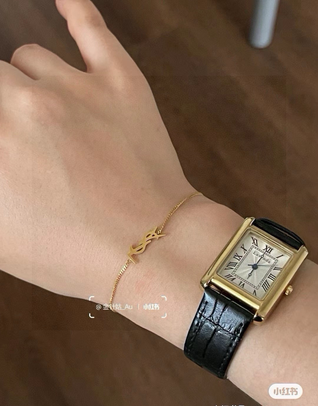 Geometric Emblem Bracelet in Polished Metal-Tone close-up detail