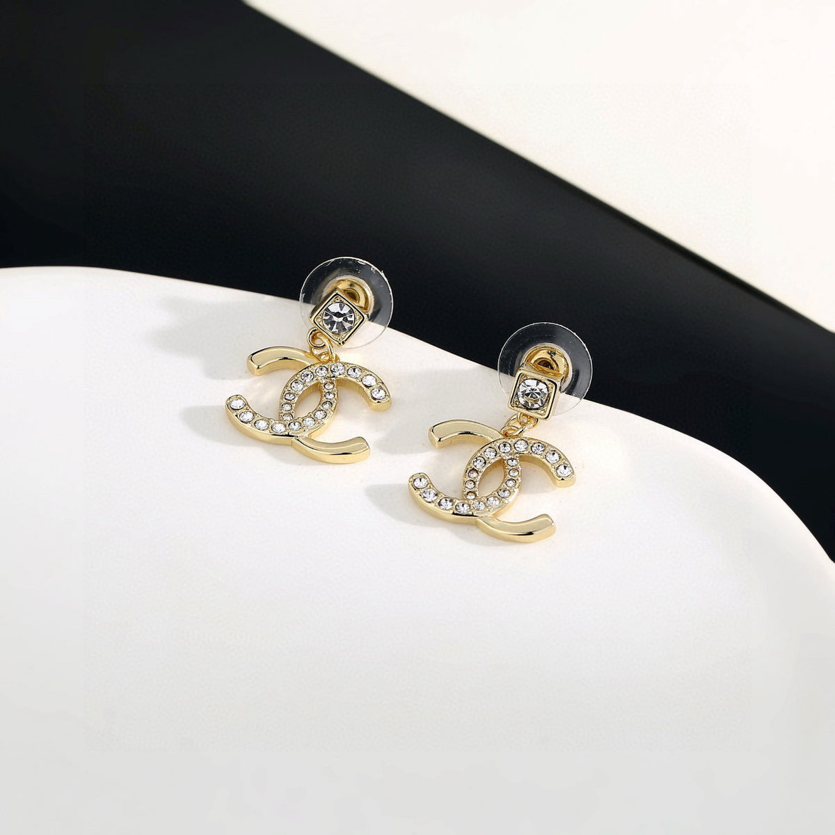 Signature Emblem Stud Earrings in Gold-Tone – Design 040 main product view