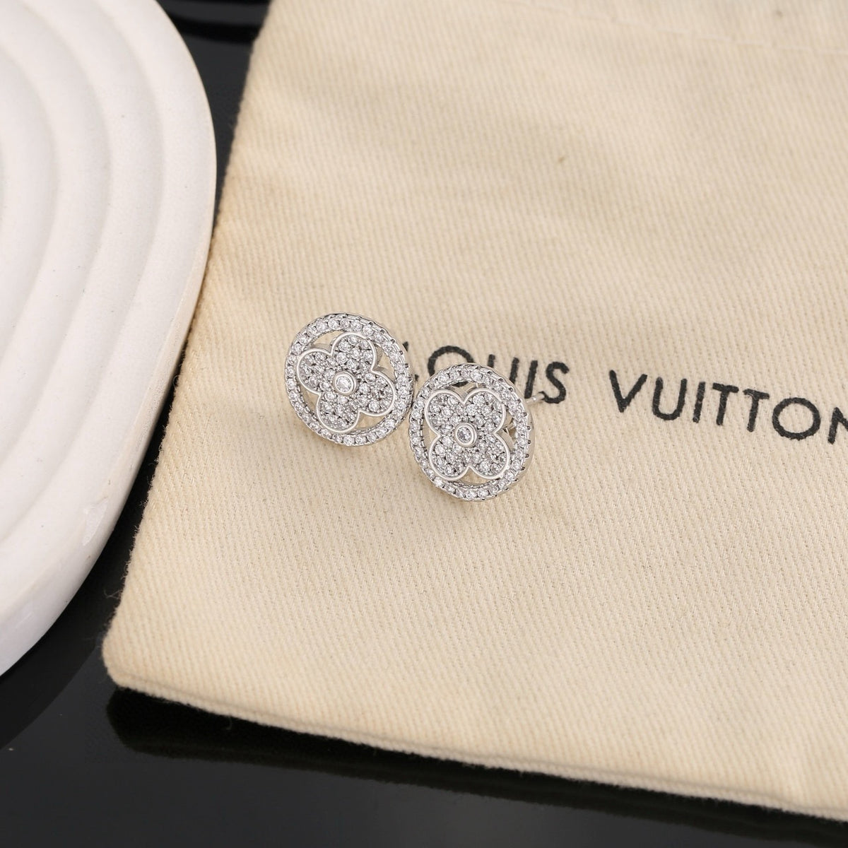 Geometric Emblem Stud Earrings in Polished Metal-Tone – Design 017 main product view