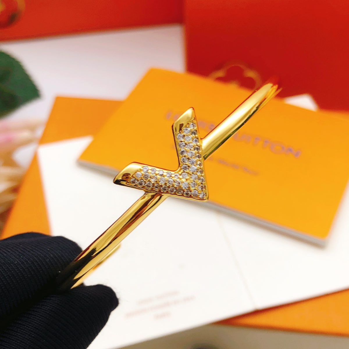 Geometric Emblem Bangle in Gold-Tone – Design 010 front product view