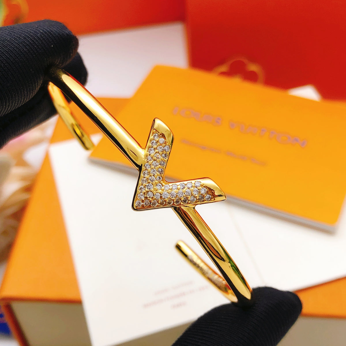 Geometric Emblem Bangle in Gold-Tone – Design 010 main product view