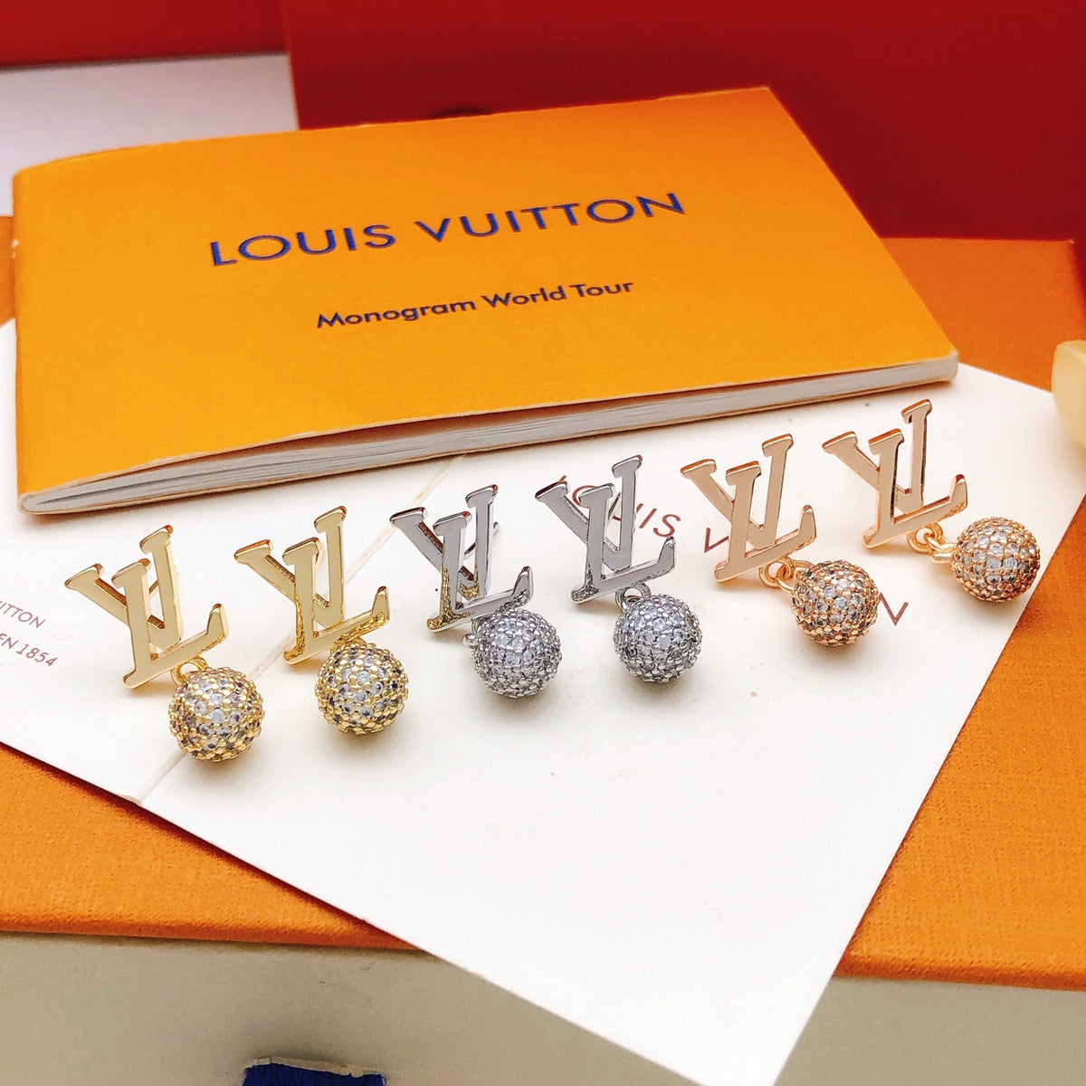 Geometric Emblem Stud Earrings in Gold-Tone – Design 013 styled product view