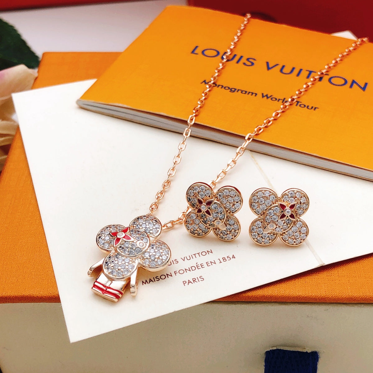 Floral Stud Earrings in Rose-Gold-Tone main product view