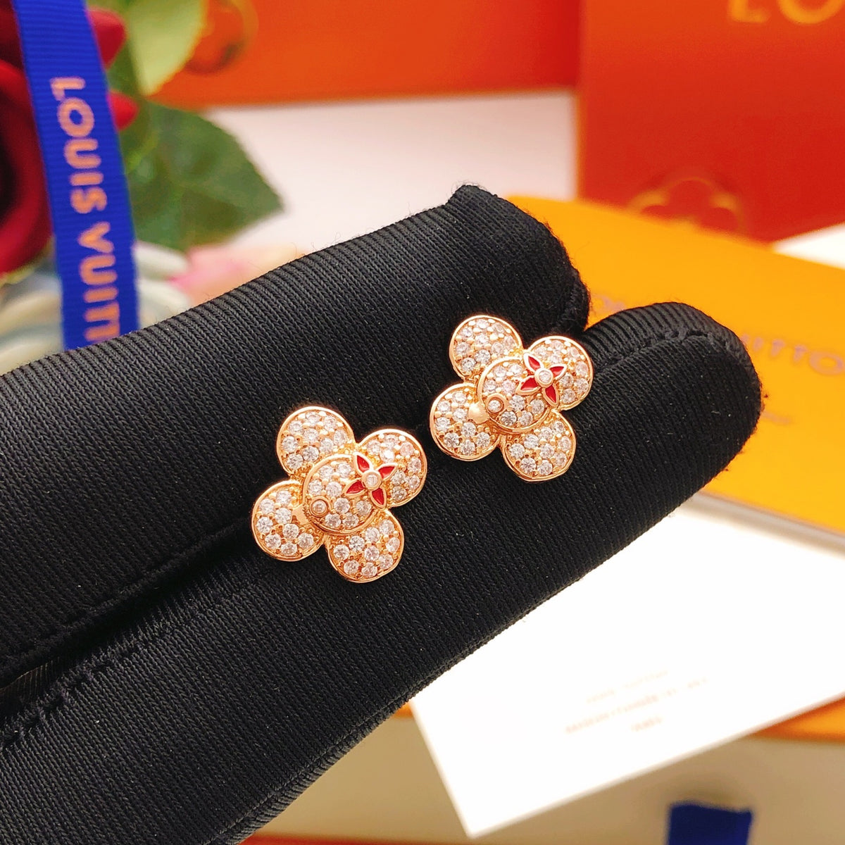 Floral Stud Earrings in Rose-Gold-Tone main product view
