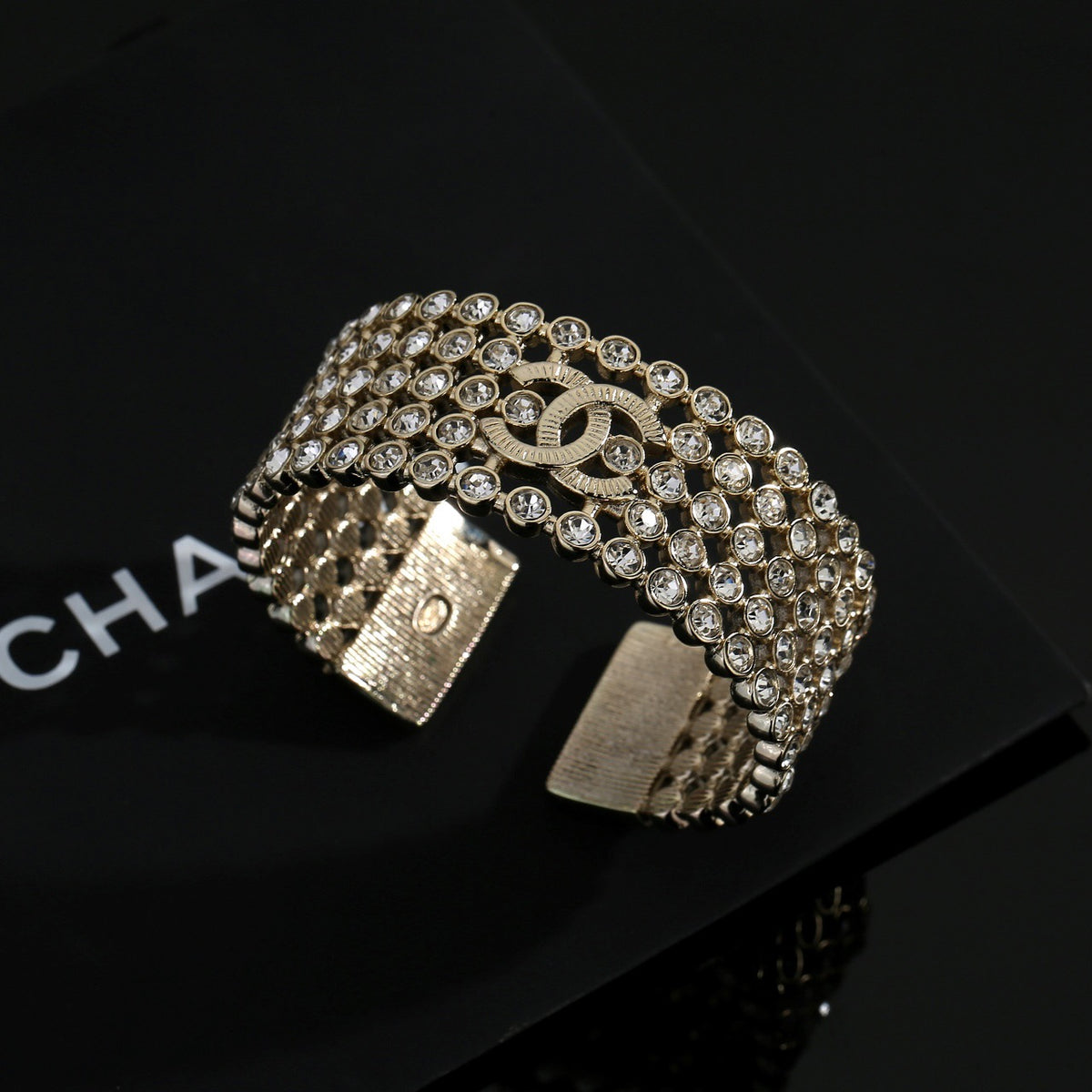 Signature Emblem Bangle in Polished Metal-Tone – Design 018 front product view