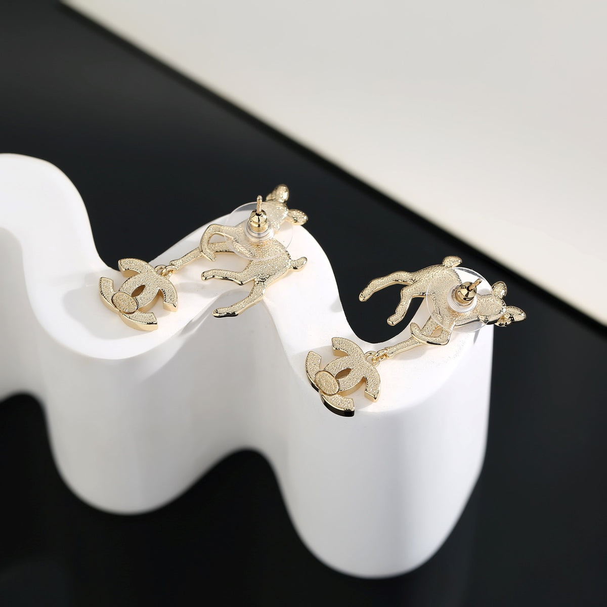 Signature Emblem Stud Earrings in Polished Metal-Tone – Design 023 main product view