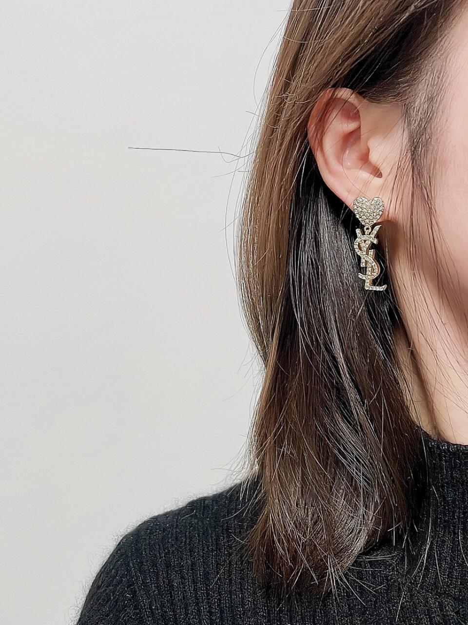 Heart Stud Earrings in Silver-Tone detail view