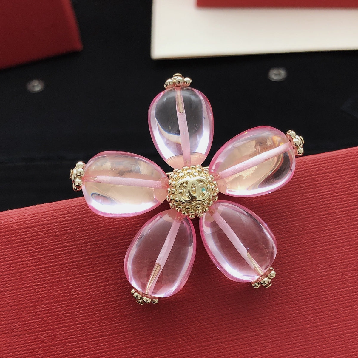 Floral Brooch in Gold-Tone detail view