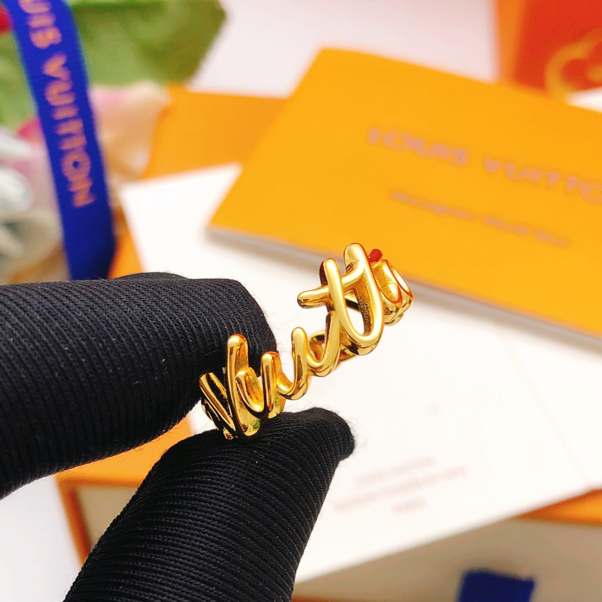 Geometric Emblem Statement Ring in Gold-Tone – Design 014 close-up detail
