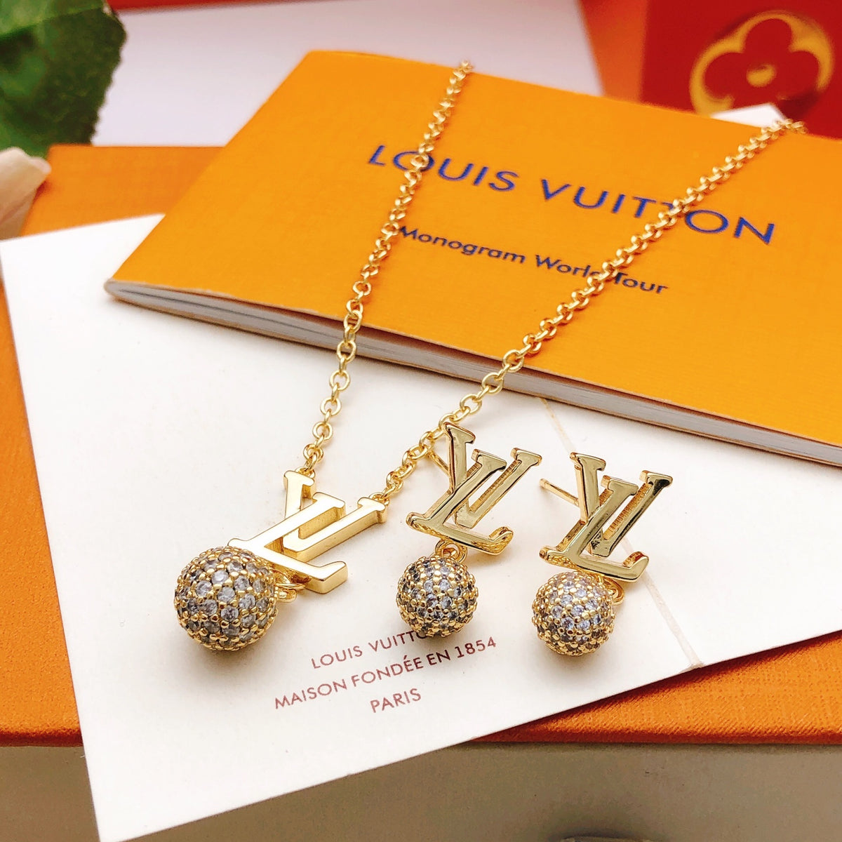 Geometric Emblem Stud Earrings in Gold-Tone – Design 013 front product view