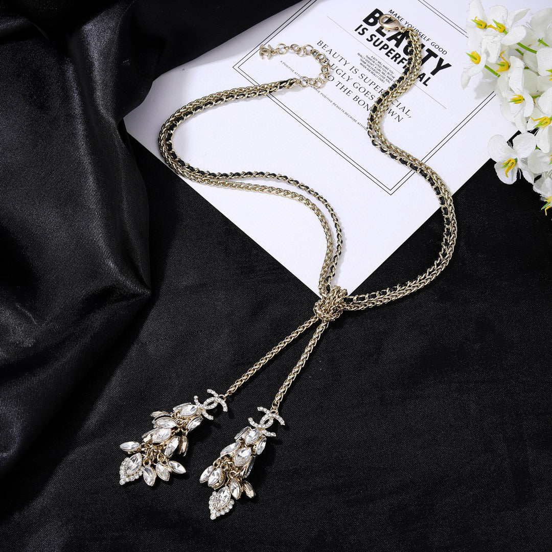 Double-C Emblem Pendant Necklace in Gold-Tone – Design 015 front product view