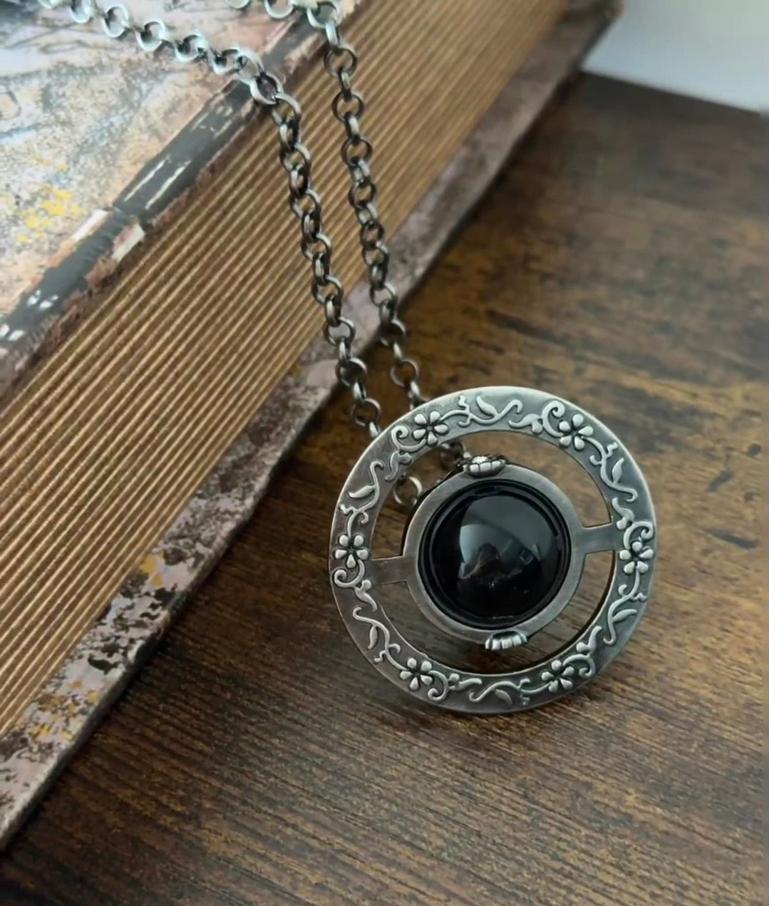 Large Orb Long Pendant Necklace – Design 001 side detail