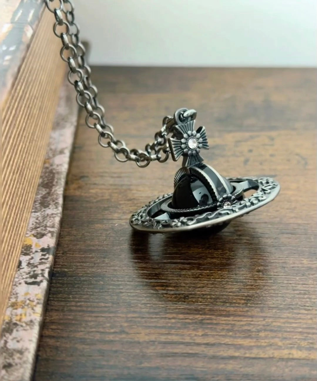 Large Orb Long Pendant Necklace – Design 001 detail view