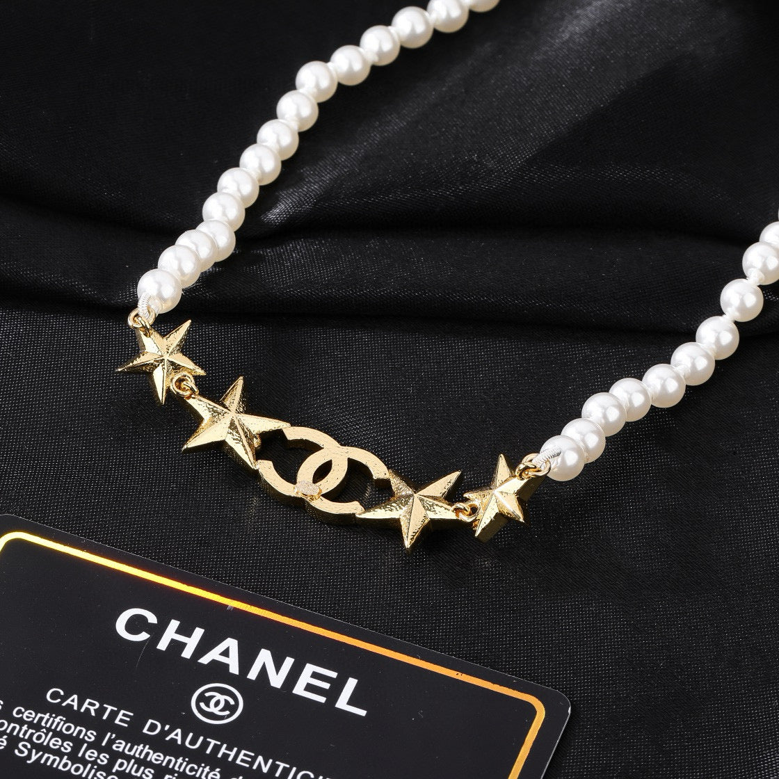 Double-C Emblem Pendant Necklace in Gold-Tone – Design 017 main product view