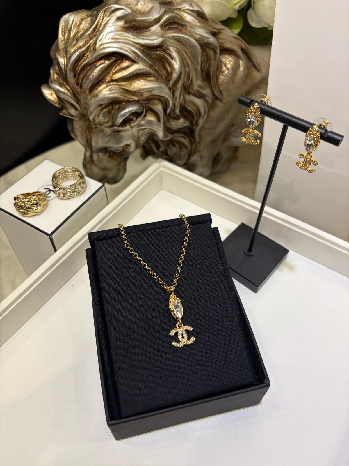 Double-C Emblem Crystal-Accent Pendant Necklace – Design 031 main product view