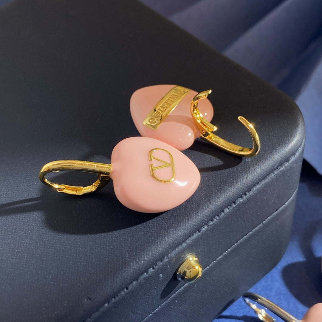 V Emblem Statement Earrings in Gold-Tone styled detail