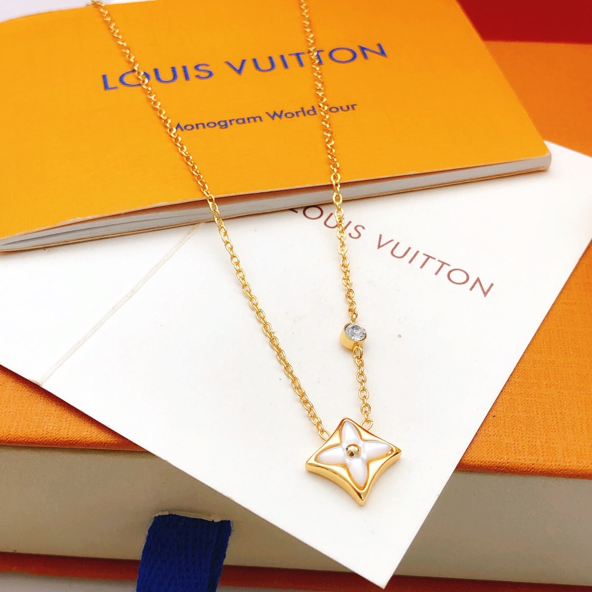 Geometric Emblem Pendant Necklace in Gold-Tone – Design 057 main product view